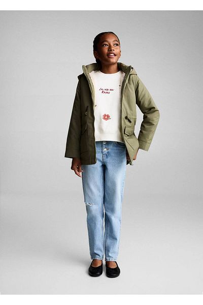 MANGO Kids Parka with Fur Inside