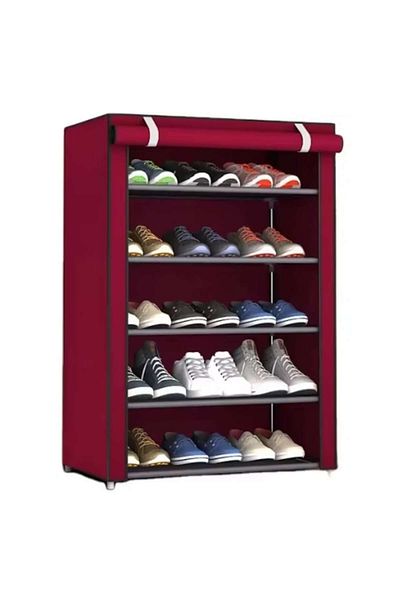 coshop Double textile shoe cabinet, 5 levels, 60X30X90 cm, red