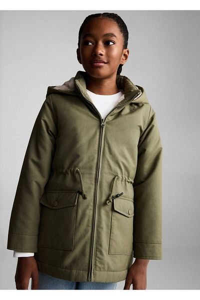 MANGO Kids Parka with Fur Inside