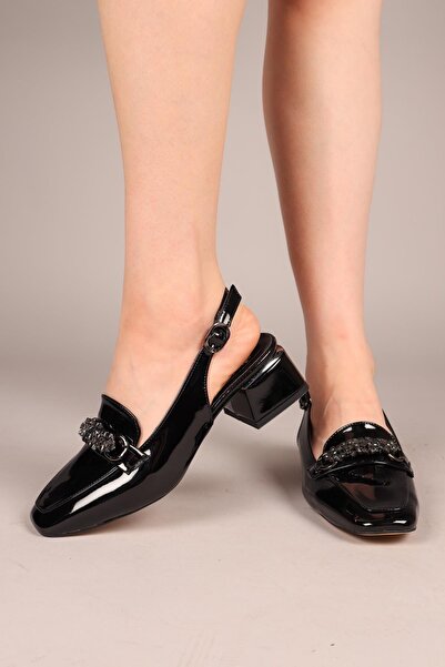 Birikon JENYLA حذاء مفتوح من الخلف بكعب منخفض أسود