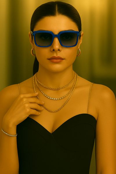 Merand Small Square Blue Frame Blue Glass Minimal Sunglasses High Quality Ce Certificate