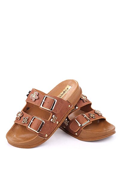 Papuçsepeti Shoe Basket 4744 Women's Comfortable Sole Orthopedic Daily Buckle Slippers