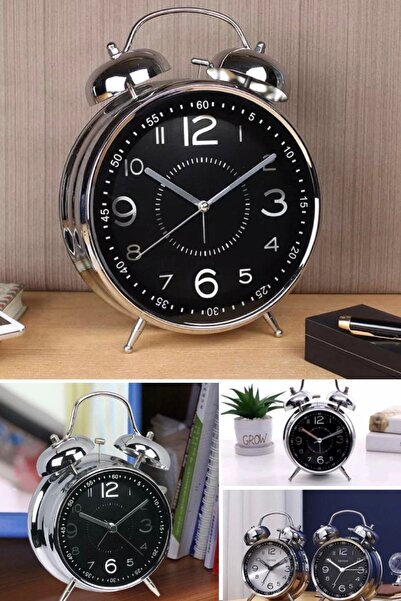 Munico Retro Metal Çalar Başucu Saati Sessiz Işıklı Büyük Boy Zil Sesi Çalar ...