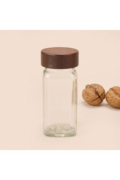 MATMEL Akasya 12-Piece Spice Rack Set - Transparent / Brown - 120 ml