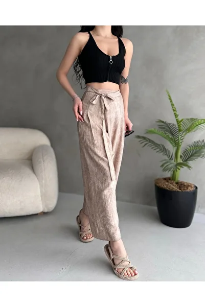 NovaRopa Wrap Cut Loose Linen Woven Trousers