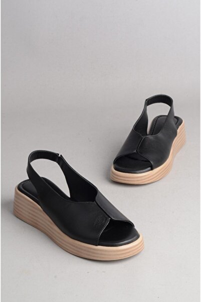 SEÇ KUNDURA SEÇ B1001 SANDALE DE DAMA CU TAC DE PIELE GENUINA NEGRE