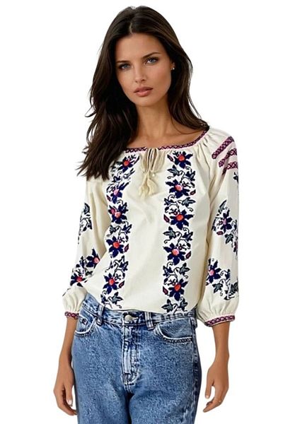 rody's forever Women's blouse type ie R256 beige/blue, size 2XL