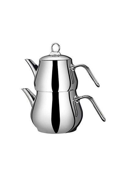 MATMEL Çayeli Midi Steel Teapot Set - Gray - 1.8 Lt + 1 Lt