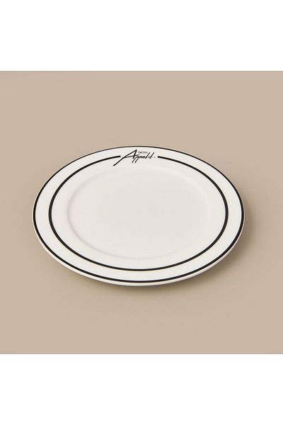 MATMEL Kitchen Elegant Curves Porcelain Pasta Plate - Black / White - 20 cm