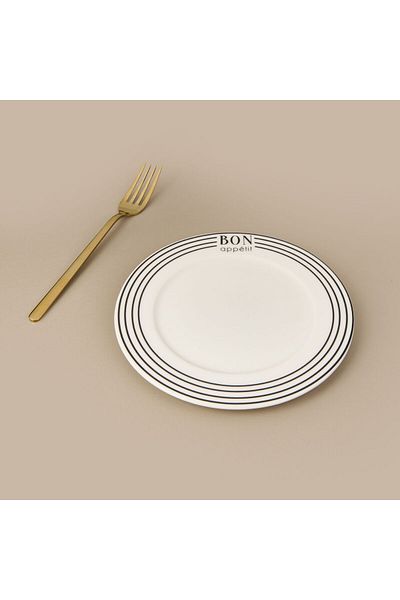 MATMEL Kitchen Elegant Curves Porcelain Pasta Plate - Black / White - 20 cm
