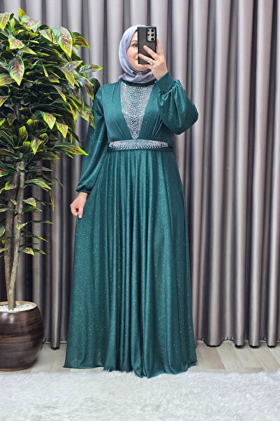 Elmas Tesettür Γυναικεία Ρούχα Χιτζάμπ Μεγάλου Μεγέθους Ασημί Κουμπρά Βραδινό...