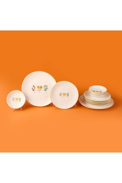 MATMEL Kitchen 12 Piece Crispy Floral Ceramic Breakfast Set - Colorful
