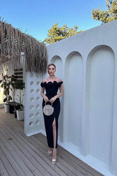 Elbee Fashion Woman Madonna Collar Rose Dress