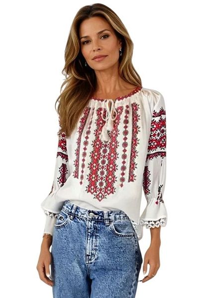 rody's forever Women's blouse type ie R25 white/black mahogany, size L
