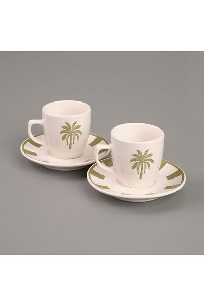 MATMEL Kitchen Palm 4 Piece Coffee Cup Set - Colored - 90 ml