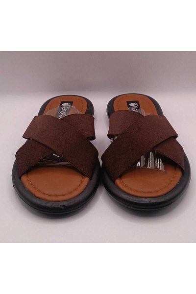 İDOL SHOES Genuine Leather Women's Cross Strap Slippers