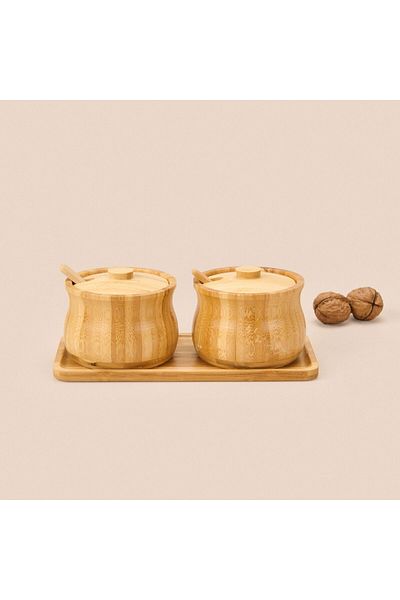 MATMEL Set of 2 Bamboo Spice Rack - Light Brown