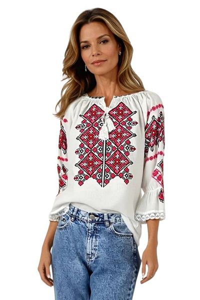 rody's forever Women's blouse type ie R256 white/red, size M