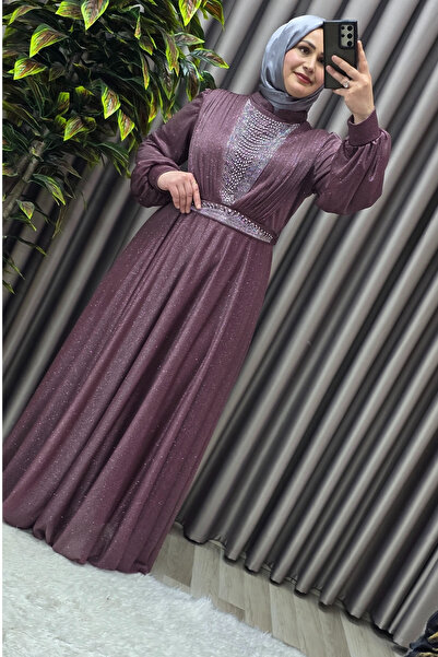 Elmas Tesettür Women's Hijab Clothing Plus Size Glittery Kübra Evening Dress