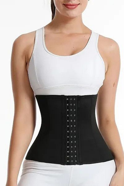 MİSTİRİK Fogliano Model Abdominal Straightener Waist Shaper Strapless Latex Corset Black Color