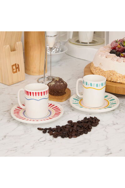 ASPARTAM Kitchen Bon Appetit Amour 4 Piece Coffee Cup Set - Colorful