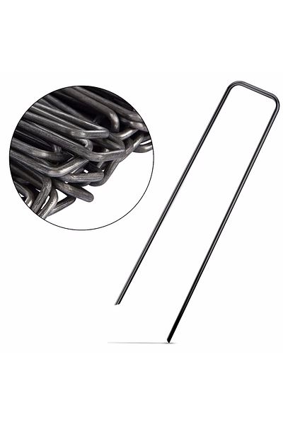 DAWIDU Set de 25 de cuie metalice negalvanizate în formă de U pentru fixarea foliei antiburuieni 3x15cm
