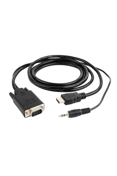 Gembird Cablu GEMBIRD A-HDMI-VGA-03-6, HDMI - VGA/Jack 3.5mm, 1.8m, Full HD/60Hz (Negru)