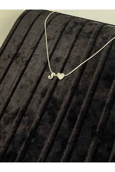 Gulsah's Store Çelik silver minimal kalpli harfli kolye