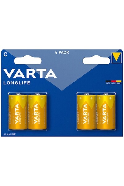 Varta Baterii Alcaline C, 4 Bucati, Lunga Durata, Performanta Constanta