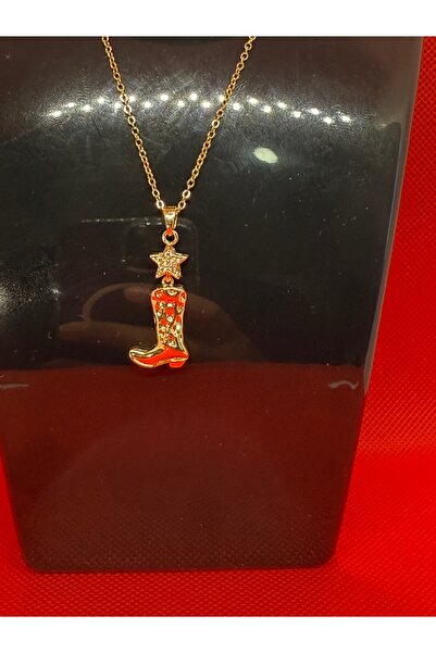 staınless steel Yıldızlı Çizmeli Çelik Gold Kolye