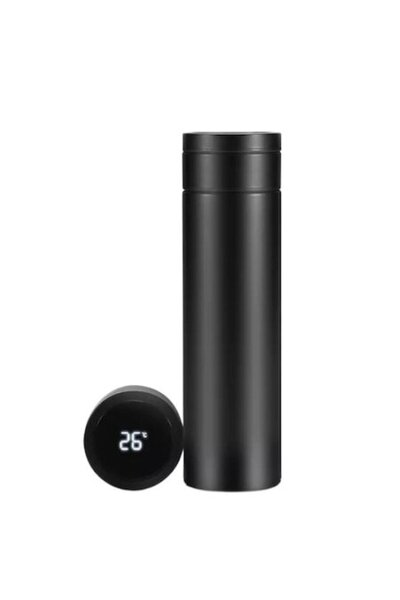 OEM Thermos with LED touch display, temperature indicator, stainless steel, smart bottle, 500ml, black