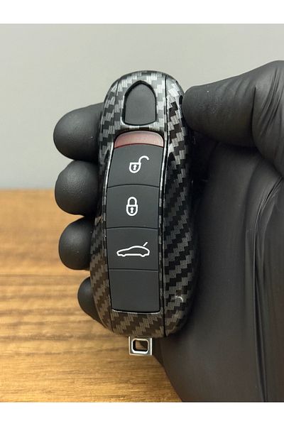 Luxe Aksesuarr Porsche Panamera / Cayenne Compatible 3 Button Key Remote Case – Carbon Fiber Coated
