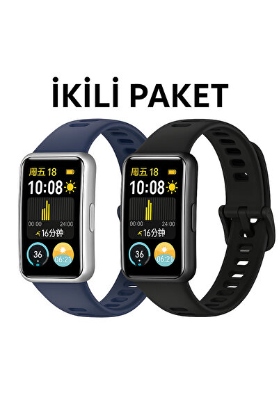 Novatis Huawei Band 8 / Band 9 / Band 10 Uyumlu 2'li Paket Silikon Kordon Met...