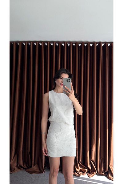 HAZELANNA Beaded White Suit