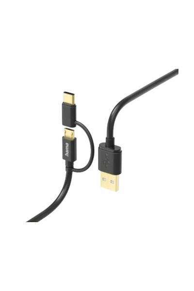 Hama Hama 2in1 data cable, USB-A - microUSB, USB-C, 1m (Black)