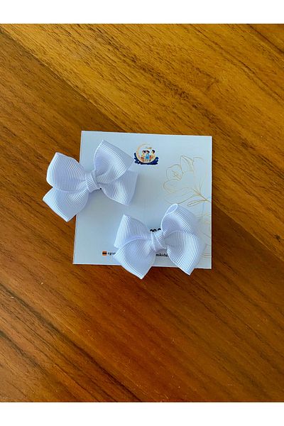 EGOMİ Grosgrain Ribbon Bow 2 Pack White Hairless Baby Buckle