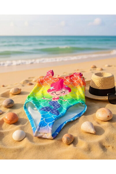 Morbellabutikaksesuar DENİZ KIZI BASKILI KIZ ÇOCUK MAYO