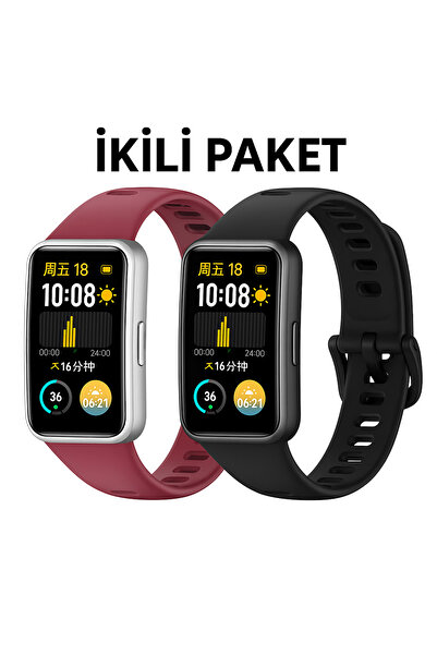 Novatis Huawei Band 8 / Band 9 / Band 10 Uyumlu 2'li Paket Silikon Kordon Met...