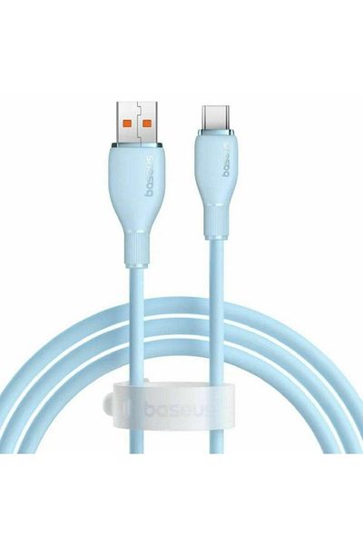 Baseus Cablu de date Baseus Pudding Series, USB la USB-C, 100W, Fast Charging, 2m, Albastru