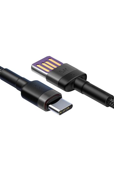 Baseus Data cable Baseus Cafule HW Quick Charging CATKLF-PG1, USB Type-C, 1 m, 40 W, 5 A (Black/Grey)