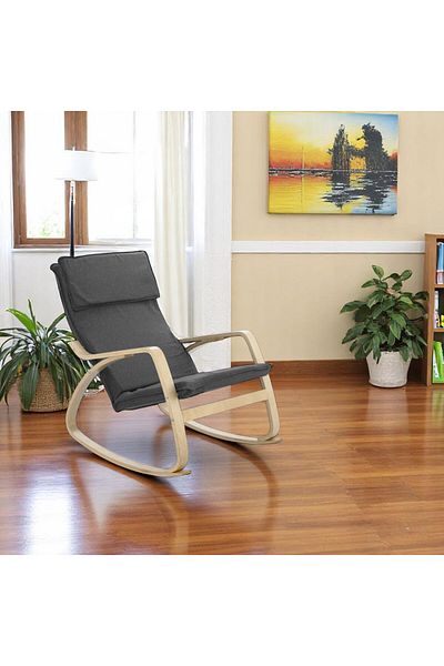 Kiwari Ergo rocking chair, footrest, metal frame, 94x63x87 cm, polyester, removable cover, Dark Grey