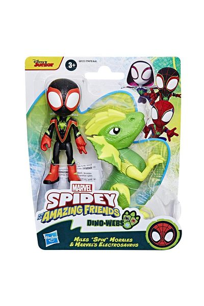 SPIDERMAN Spidey and his amazing friends figurine - Dino Webs, Miles Morales and Electrosaurus