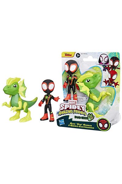 SPIDERMAN Spidey and his amazing friends figurine - Dino Webs, Miles Morales and Electrosaurus