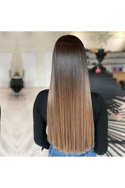 Zeysum Auburn Brown Straight Yellow Ombre Hair Clip-In Hairpiece 60 cm 110 Gr Heat Resistant Halfmoon