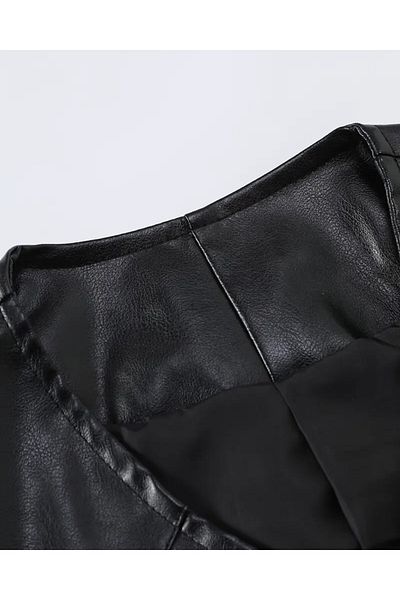 NYC GİYİM TEKSTİL Zik Genuine Leather Vest with Snap Closure