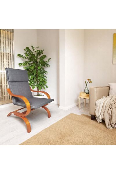 Kiwari Fit rocking chair, metal frame with wooden arms, 76x63x99 cm, polyester, removable cover, Grey