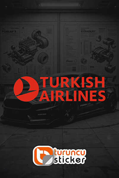 Turuncu ملصق ملصق THY Turkis Airlines مقاس 20 × 5.5 سم – السيارة – المحرك – ا...
