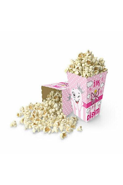 turkuaz parti Pink Tooth Wheat Corn Box of 8, First Tooth Blue Corn Box Popcorn Box