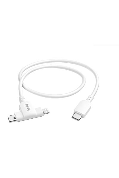 Hama Cablud de date 2 in 1 Hama 201722, USB-C - USB-C/Lightning, 1.5 m (Alb)
