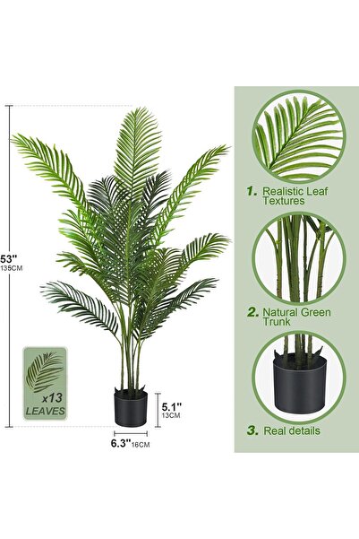The Bros SKY-TOUCH Artificial Areca Palm Tree, 135 cm, Faux Indoor Plant